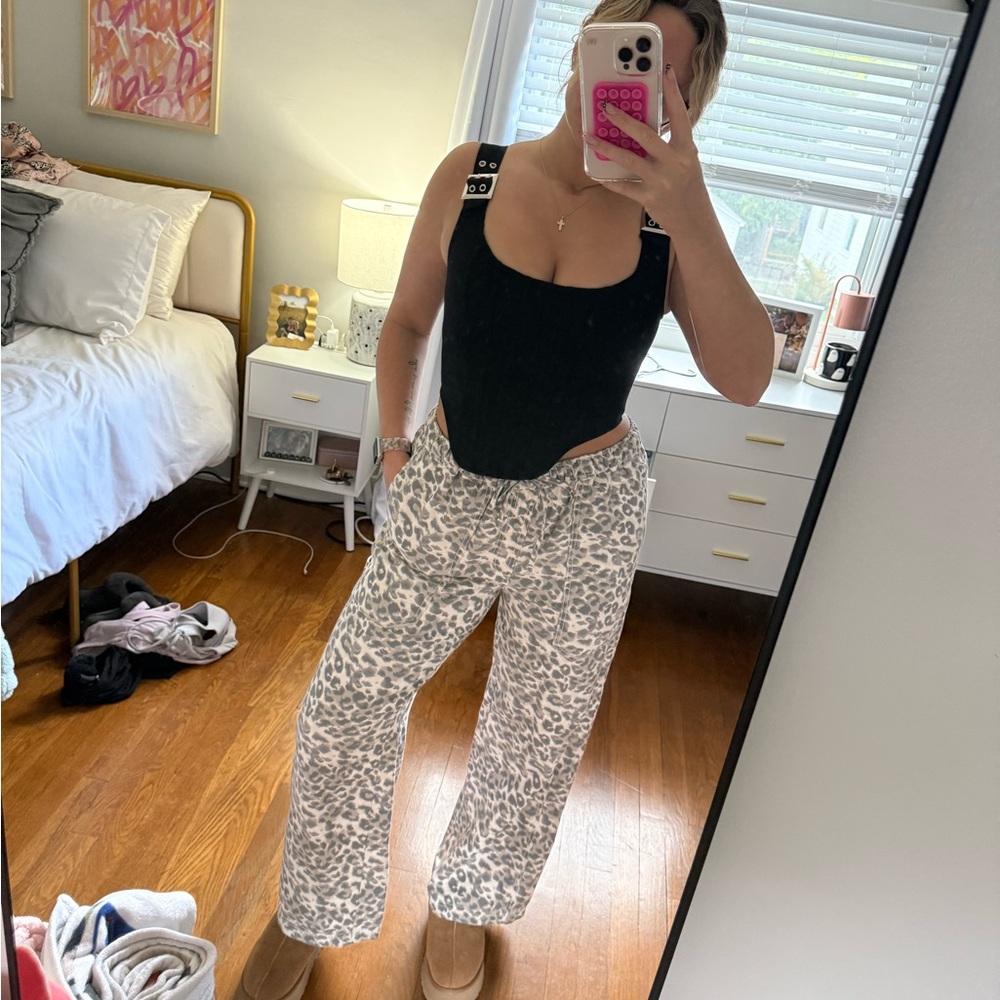 White Fox Black Corset Top